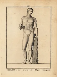 Estatua de un atleta desnudo o lanzador de disco victorioso