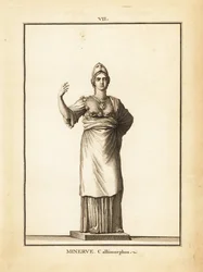 Estatua de la diosa romana Minerva Callimorphos, con casco