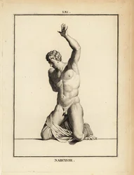 Estatua del hermoso cazador Narciso, de la mitología griega