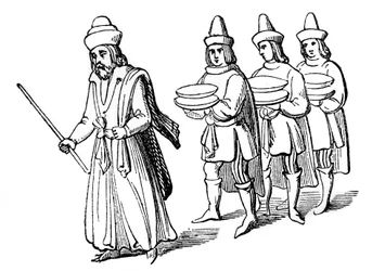 Mayordomo y sirvientes, siglo XV, 1910