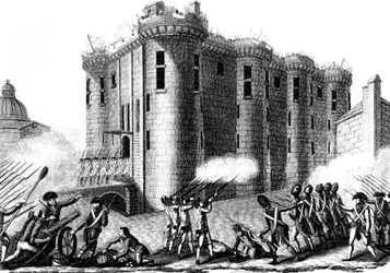 Asalto a la Bastilla por los parisinos liderados por la Guardia de Granaderos, 14 de julio de 1789