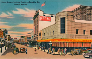 Escena de Calle, Mirando al Norte en Franklin St., Tampa, Florida, c1940s