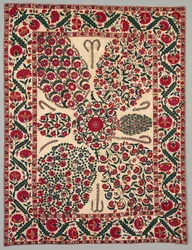 Suzani con ramos florales, 1800-1850