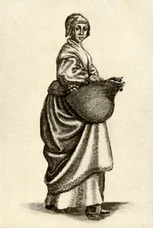 Mujer sueca con zuecos, 1640, 1937