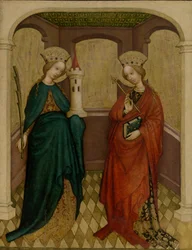 Tabla con Santa Bárbara y Santa Úrsula