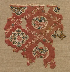 Tapiz con celosía de animales en medallones, siglos VI-VII