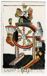 Carta del Tarot de La Rueda de la Fortuna, Tarot de Noblet, siglo XVII