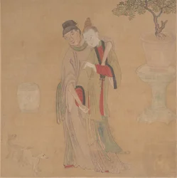 Oficial tártaro con dama rubia, siglo XIX