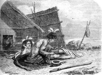 Tatuando a un jefe maorí, c. 1880