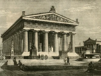 Templo en Paestum, restaurado, 1890