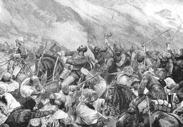 La Guerra Afgana, 1879: La muerte del Mayor Wigram Battye en la Batalla de Futtehabad..., 1901