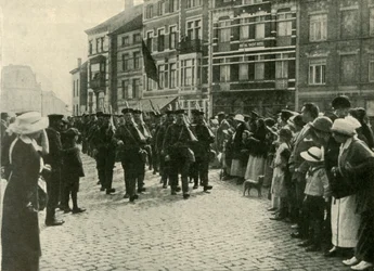La llegada de los marines británicos a Ostende, Primera Guerra Mundial, 1914, c1920