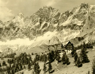 La Austriahütte y el Dachstein, Estiria, Austria, c1935