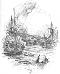 La batalla se mantuvo con furia incesante durante más de cuatro horas, c1895, 1902