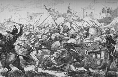 La batalla de Goojerat, c1880