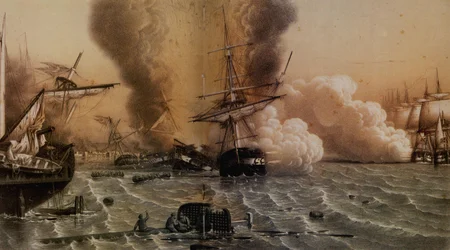 La batalla de Sinop el 30 de noviembre de 1853, mediados del siglo XIX