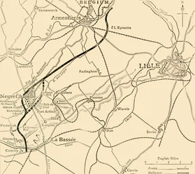 El campo de batalla de Neuve Chapelle, Primera Guerra Mundial, 1915, c1920