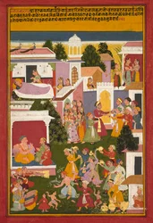 El nacimiento de Krishna, de un Sursagar de Surdas, c. 1700