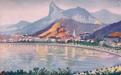 La parte de Botafogo de la Avenida Bay-side de Ríos, con vista al Monte Corcovado, 1914
