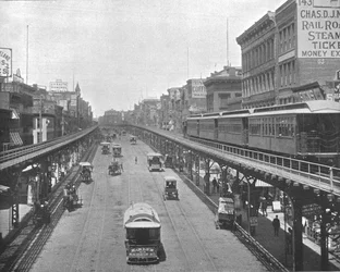 The Bowery, mirando al norte, Nueva York, EE.UU., c1900