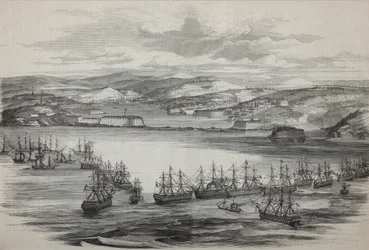 El escuadrón británico-francés en Sebastopol, ca. 1855