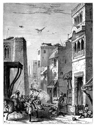 Las tropas británicas entrando en Multan, siglo XIX