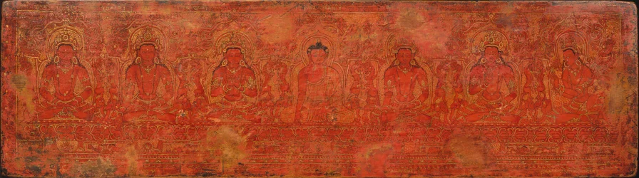 El Buda Shakyamuni, Cinco Budas Pasados y Maitreya, ca. siglo XV
