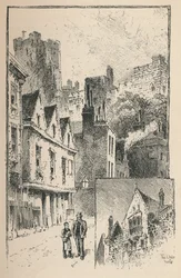 El Castillo desde Thames Street. Un trozo de las murallas exteriores, 1895