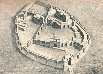 El Castillo de Sendshirli en el norte de Siria, c1902