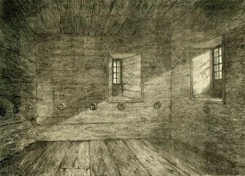 La cámara en el Palacio de Lambeth en la que fueron confinados los Lollardos, c1878