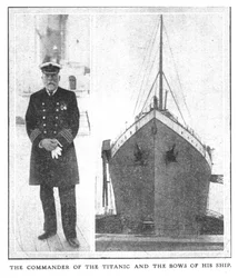 El comandante del Titanic y la proa de su barco, 20 de abril de 1912