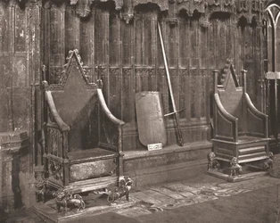 La silla de la coronación en la abadía de Westminster, Londres, 1894