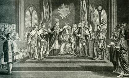 La coronación de Ana Bolena con la corona de San Eduardo, 1902