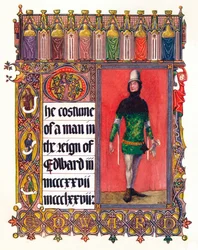 El traje de un hombre en el reinado de Eduardo III, c. 1353