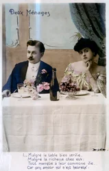 La pareja, postal francesa, c1900
