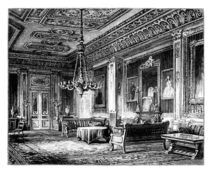 El Salón Carmesí, Castillo de Windsor, c1888
