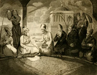 El Dey de Argel consultando a su consejo sobre la llegada de la Flota Inglesa, 1816
