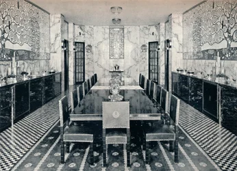 El comedor del Palacio Stoclet, Bruselas, Bélgica, c. 1914