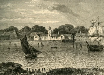 Las casas de beneficencia del Duque de Norfolk, en 1796, c. 1878