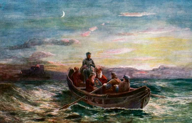 La fuga de María Reina de Escocia del Castillo de Loch Leven, siglo XIX, c. 1920