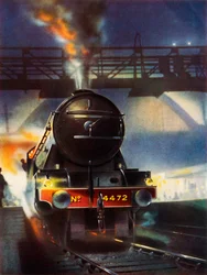 El Flying Scotsman, famosa locomotora No. 4472, saliendo de Kings Cross, 1935