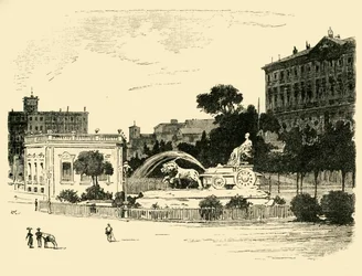 La fuente de Cibeles, Madrid, 1890