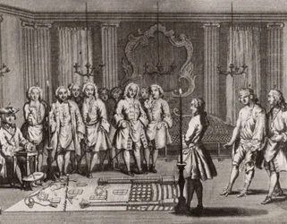 Ceremonia de iniciación de los masones franceses, siglo XVIII