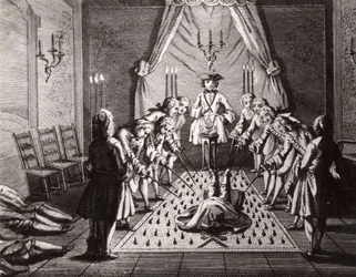 La ceremonia de iniciación de los masones franceses, siglo XVIII