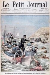 El crucero francés de la clase Linois Galilee salvando marineros franceses, 1903
