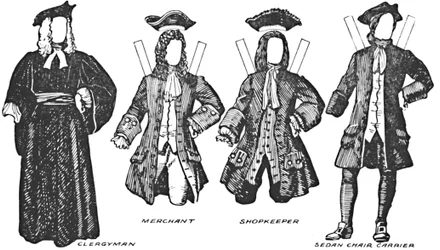 La Galería del Traje Británico: Algunos de los vestidos usados en el reinado de Ana, c1934