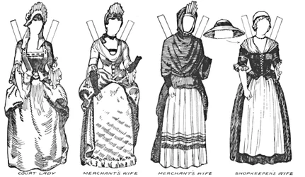 La Galería del Traje Británico: Algunos de los vestidos usados en el reinado de Ana, c1934