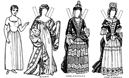 La Galería del Traje Británico: Algunos de los vestidos usados en el reinado de Ana, c1934