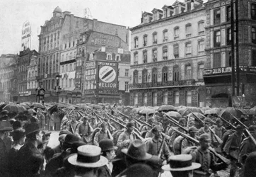 El ejército alemán marchando por Bruselas, Primera Guerra Mundial