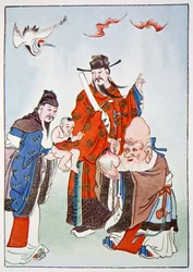 Los dioses de la felicidad, la oficina y la longevidad, 1922